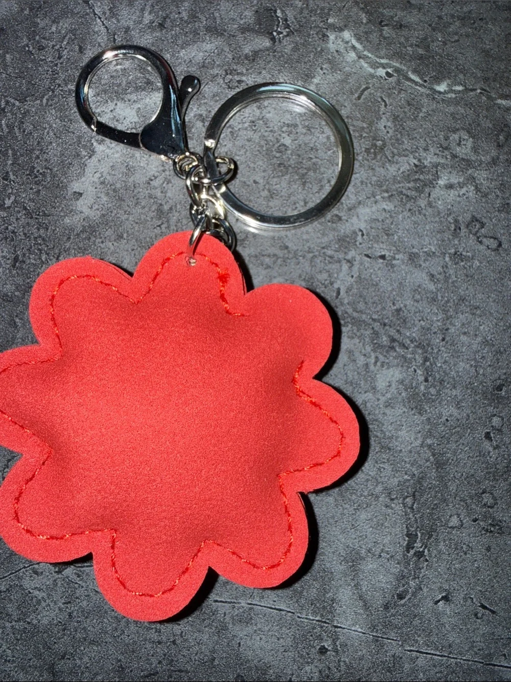 Red Crystal Flower Smile Keychain Charm